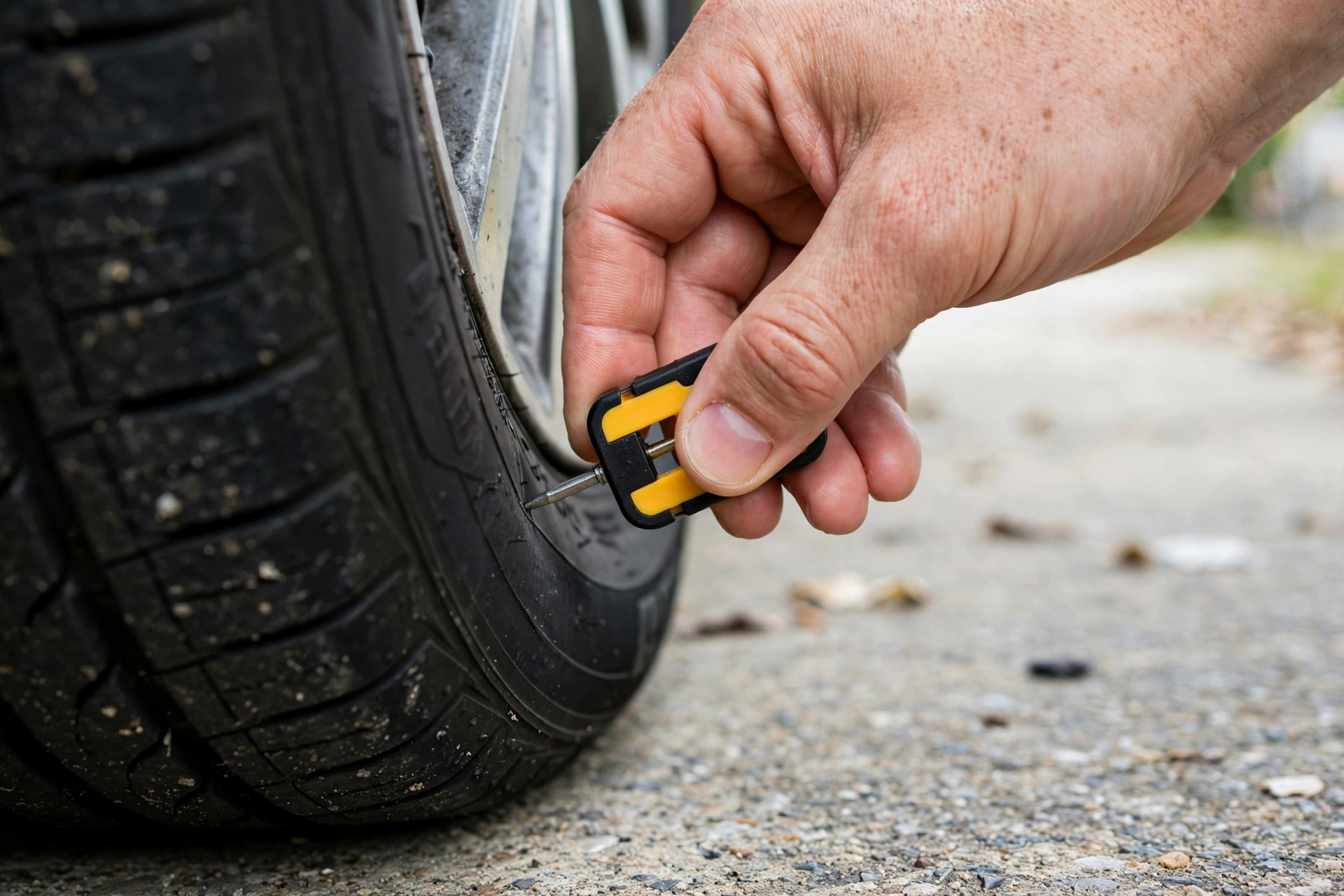 Checking tire tread depth