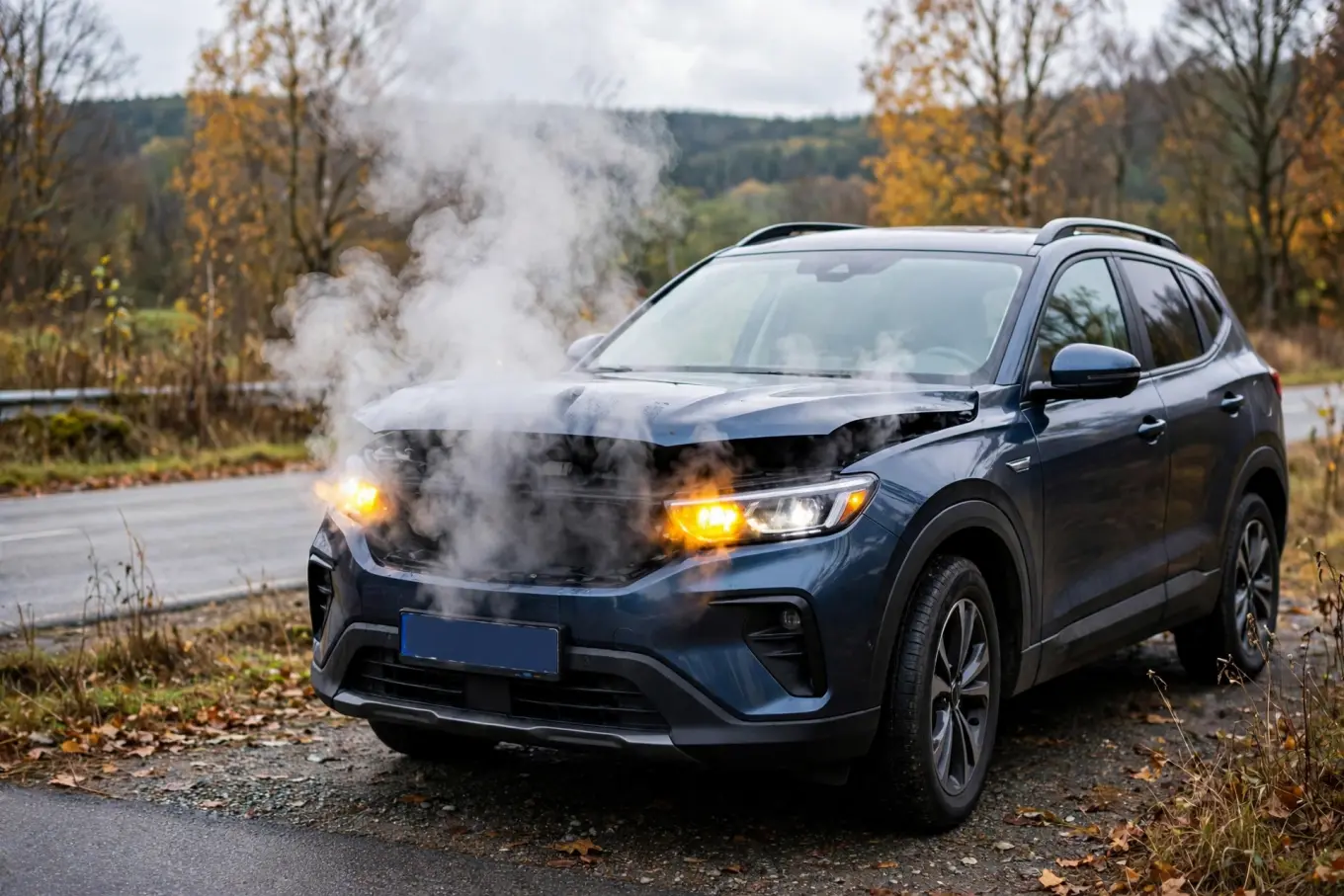 Car overheating with steam from under the hood